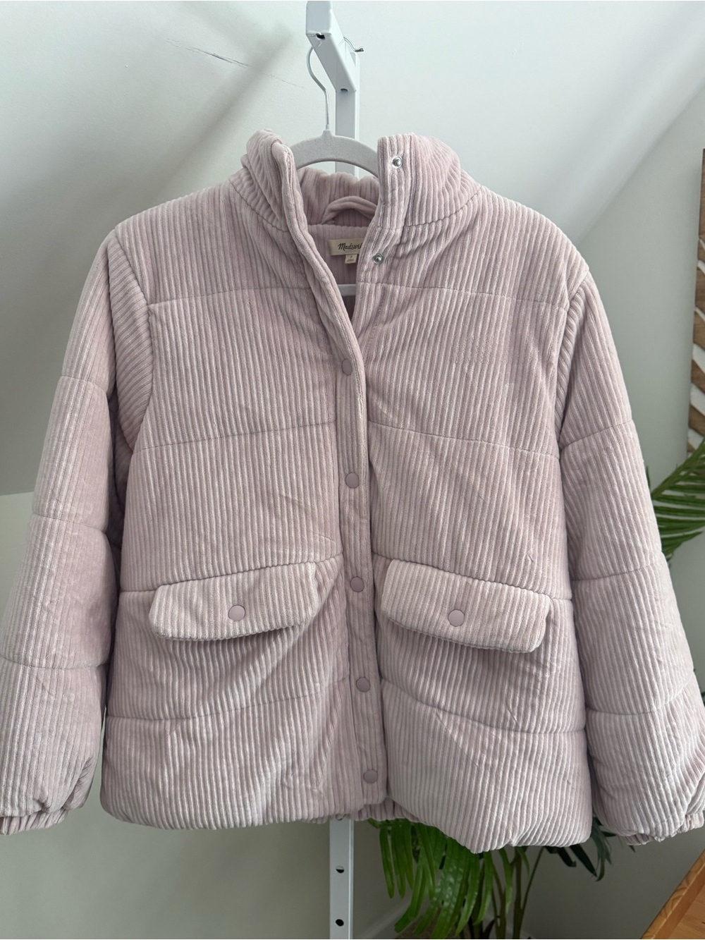 Madewell New Wyman Quilted Corduroy Puffer Jacket Coat Pink Small S - Picture 4 of 6